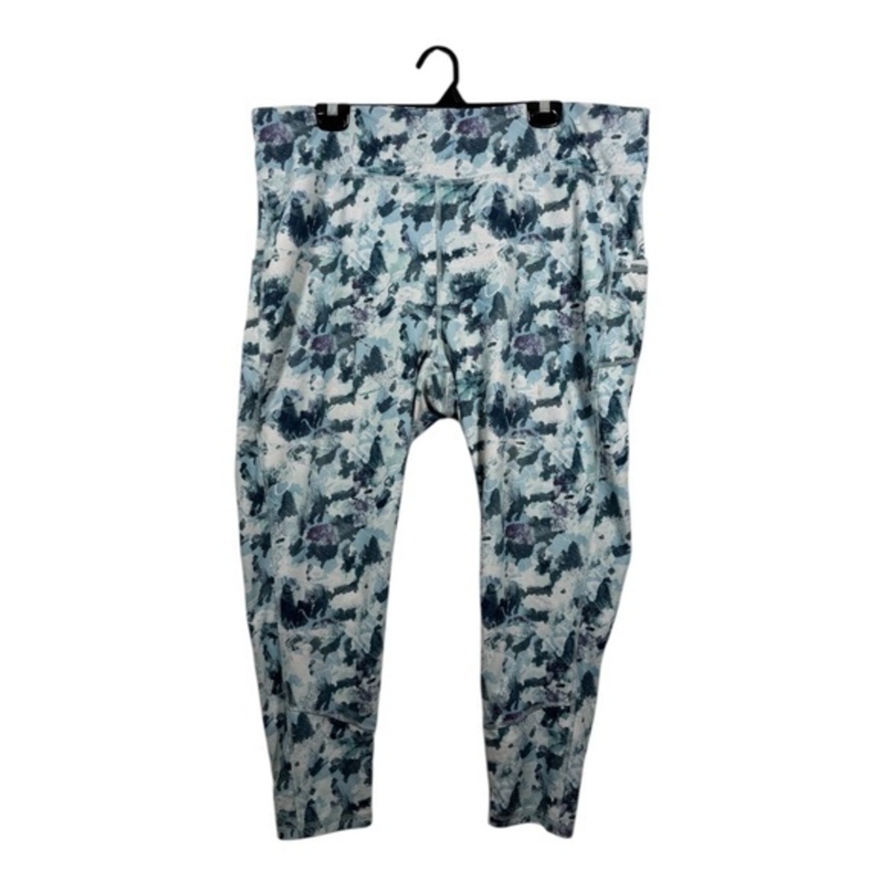 Womens Leggings Size 3X Blue Splatter Yoga Exercise Athleisure Gym